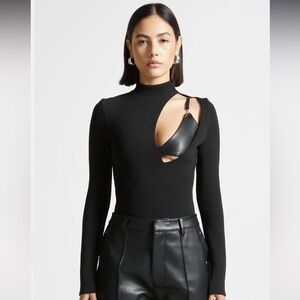 Maniere De Voir Black Cut Out Bralette Detail Bodysuit